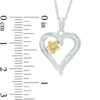 0.09 CT. T.W. Diamond Heart Flower Pendant in Sterling Silver and 10K Gold|Peoples Jewellers