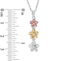 Diamond Accent Flower Triple Drop Pendant in Sterling Silver and 10K Two-Tone Gold|Peoples Jewellers