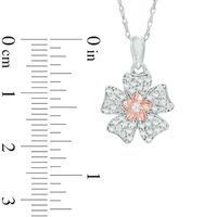 0.30 CT. T.W. Diamond Double Flower Pendant in Sterling Silver and 10K Rose Gold|Peoples Jewellers