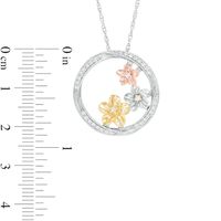 0.18 CT. T.W. Diamond Triple Pinwheel Flower Swirl Circle Pendant in Sterling Silver and 10K Two-Tone Gold|Peoples Jewellers