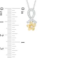 Diamond Accent Ribbon Flower Pendant in Sterling Silver and 10K Gold|Peoples Jewellers