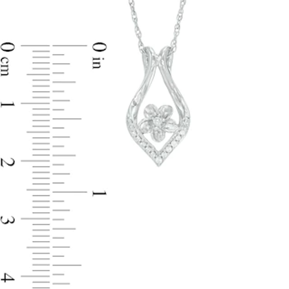 Diamond Accent Ribbon Flower Swirl Pendant in Sterling Silver|Peoples Jewellers