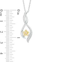 Diamond Accent Twist Ribbon Flower Pendant in Sterling Silver and 10K Gold|Peoples Jewellers