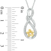 0.15 CT. T.W. Diamond Double Ribbon Flower Pendant in Sterling Silver and 10K Gold|Peoples Jewellers