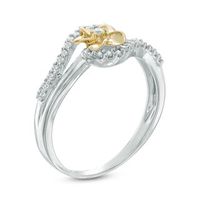 0.15 CT. T.W. Diamond Flower Bypass Ring in Sterling Silver and 10K Gold|Peoples Jewellers