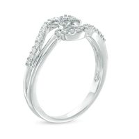 0.15 CT. T.W. Diamond Flower Swirling Bypass Ring in Sterling Silver|Peoples Jewellers