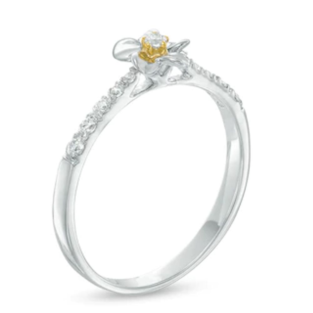 0.11 CT. T.W. Diamond Flower Ring in Sterling Silver and 10K Gold|Peoples Jewellers