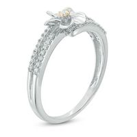 0.18 CT. T.W. Diamond Flower Split Shank Bypass Ring in Sterling Silver and 10K Gold|Peoples Jewellers