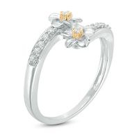 0.15 CT. T.W. Diamond Flower Bypass Ring in Sterling Silver and 10K Gold|Peoples Jewellers