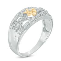 0.23 CT. T.W. Diamond Open Weave Flower Ring in Sterling Silver and 10K Gold|Peoples Jewellers