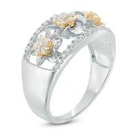 0.30 CT. T.W. Diamond Cutout Flower Ring in Sterling Silver and 10K Gold|Peoples Jewellers