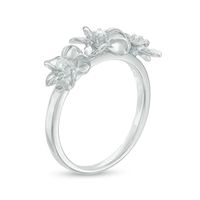 0.09 CT. T.W. Diamond Flower Three Stone Ring in 10K White Gold|Peoples Jewellers