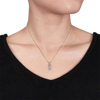 Diamond Accent Vertical "MOM" Infinity Pendant in Sterling Silver|Peoples Jewellers