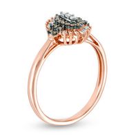 0.25 CT. T.W. Composite Champagne and White Diamond Marquise Sunburst Frame Ring in 10K Rose Gold|Peoples Jewellers