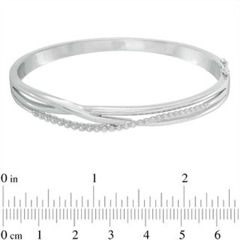 0.15 CT. T.W. Diamond Layered Crossover Bangle in Sterling Silver|Peoples Jewellers