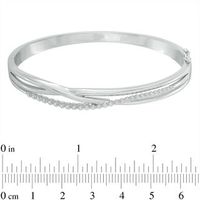 0.15 CT. T.W. Diamond Layered Crossover Bangle in Sterling Silver|Peoples Jewellers