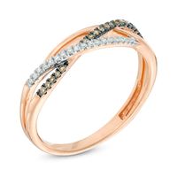 0.15 CT. T.W. Champagne and White Diamond Crossover Ring in 10K Rose Gold|Peoples Jewellers