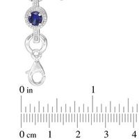 5.0mm Lab-Created Blue Sapphire and 0.09 CT. T.W. Diamond Circle Link Bracelet in Sterling Silver - 7.25"|Peoples Jewellers