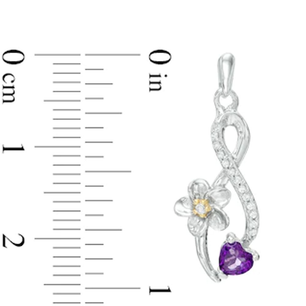 Heart-Shaped Amethyst and 0.09 CT. T.W. Diamond Infinity Flower Drop Earrings in Sterling Silver and 10K Gold|Peoples Jewellers