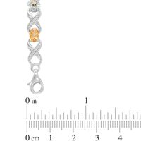 Oval Citrine and 0.30 CT. T.W. Diamond Infinity with Flowers Bracelet in Sterling Silver and 10K Gold|Peoples Jewellers