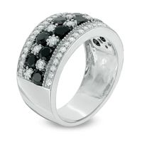 Black Spinel and Lab-Created White Sapphire Multi-Row Band in 10K White Gold|Peoples Jewellers