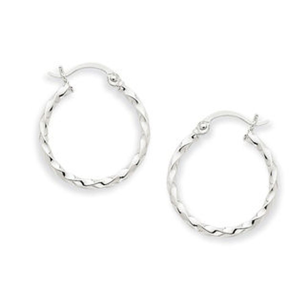2.0 x 15.0mm Twisted Hoop Earrings in 14K White Gold|Peoples Jewellers