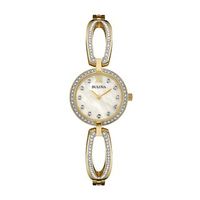 Ladies' Bulova Crystal Collection Gold-Tone Watch with Mother-of-Pearl Dial (Model: 98L225)|Peoples Jewellers