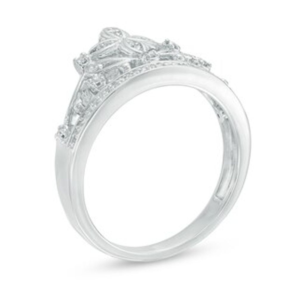 0.09 CT. T.W. Diamond Cross Crown Ring in Sterling Silver|Peoples Jewellers