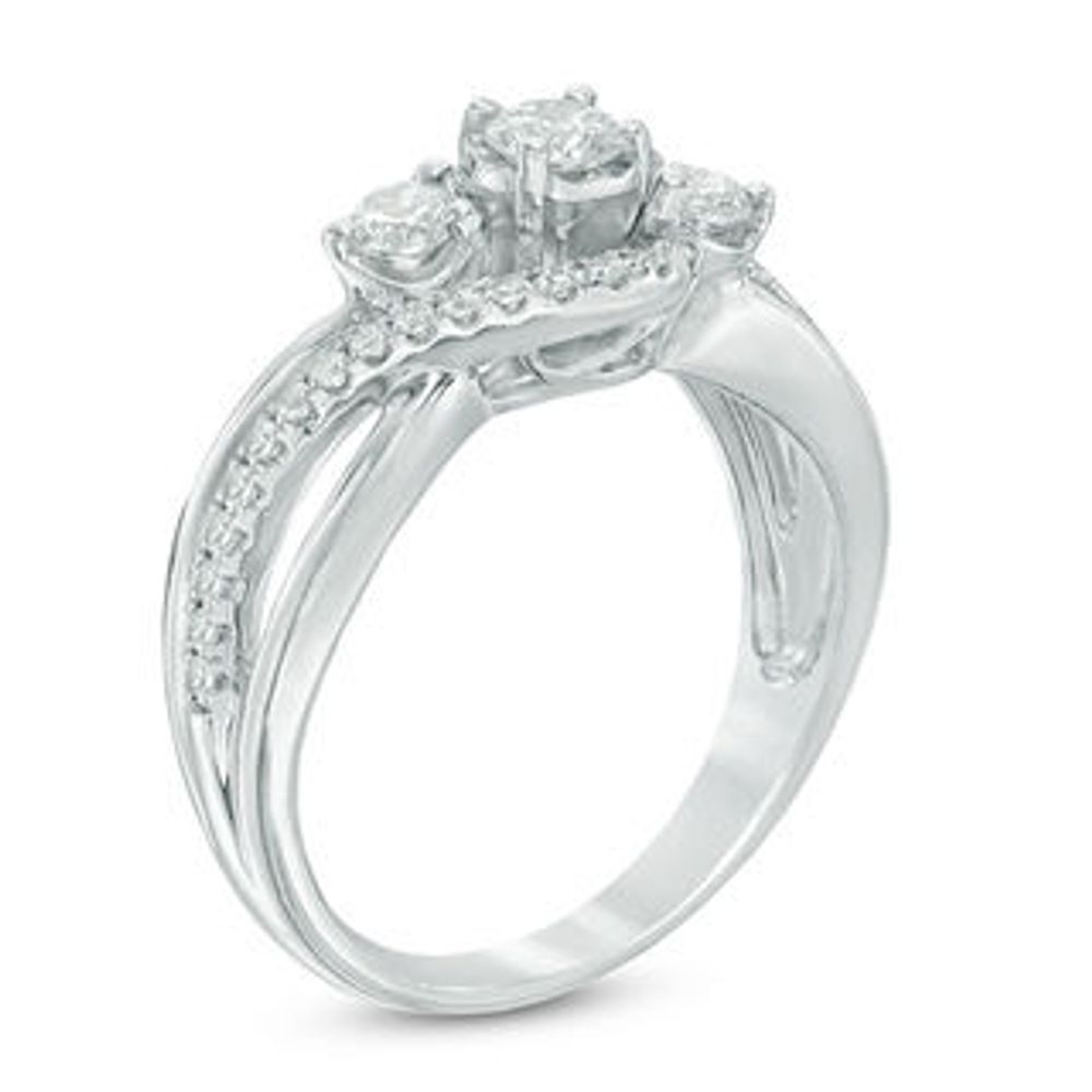 Peoples 0.95 CT. T.W. Diamond Past Present Future® Bypass Ring in 14K White  Gold|Peoples Jewellers | Coquitlam Centre