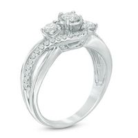 0.63 CT. T.W. Diamond Past Present Future® Swirl Engagement Ring in 10K White Gold|Peoples Jewellers