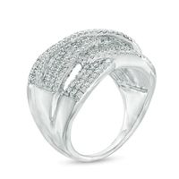 0.95 CT. T.W. Diamond Three Row Woven Ring in 10K White Gold|Peoples Jewellers