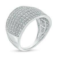 0.95 CT. T.W. Diamond Multi-Row Dome Ring in 10K White Gold|Peoples Jewellers