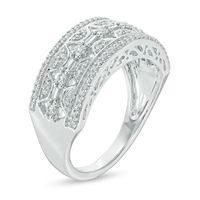 0.45 CT. T.W. Baguette and Round Diamond Ring in 10K White Gold|Peoples Jewellers
