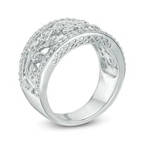 0.58 CT. T.W. Diamond Floral Vine Band in 10K White Gold|Peoples Jewellers