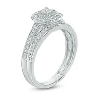 0.23 CT. T.W. Multi-Diamond Cushion Frame Bridal Set in 10K White Gold|Peoples Jewellers