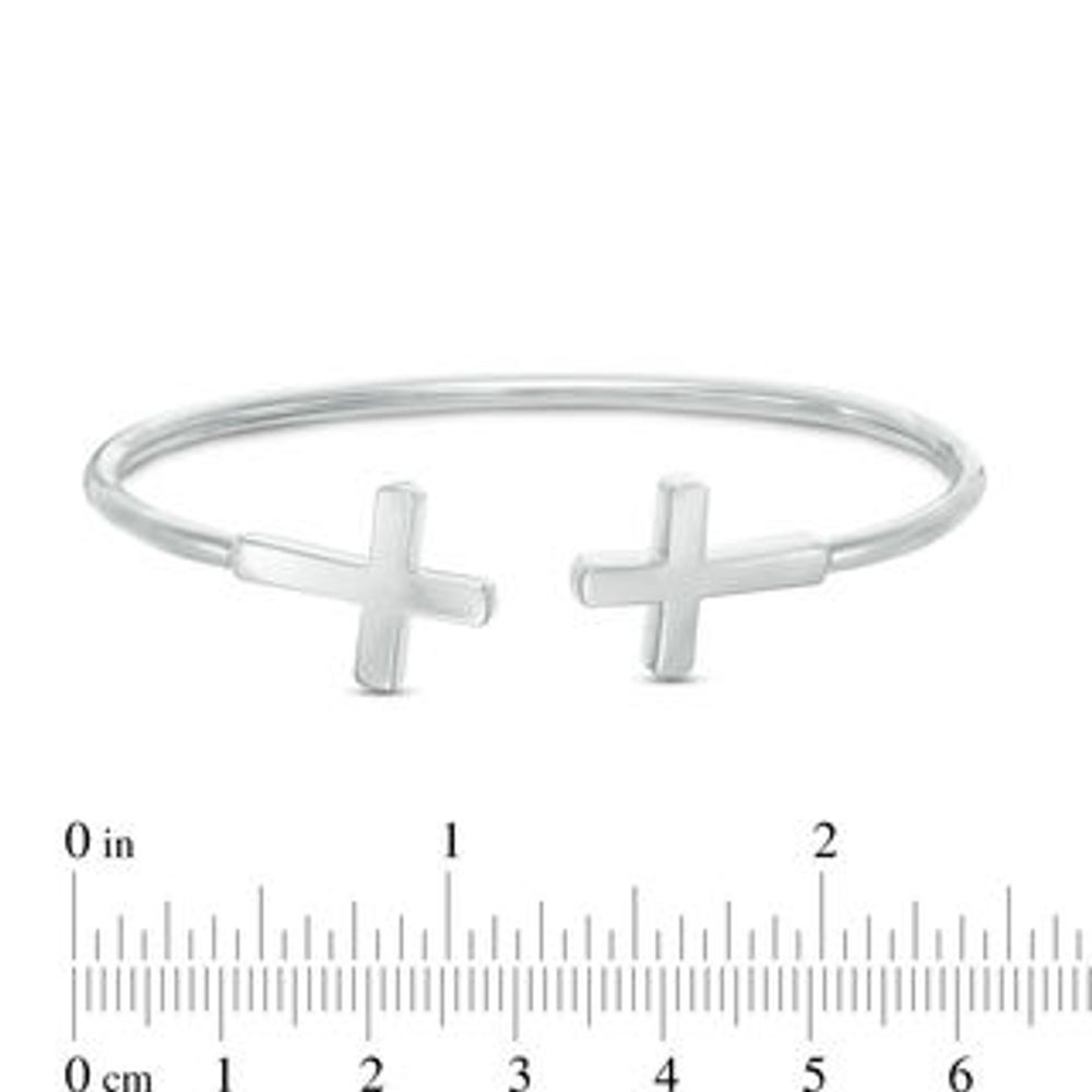 Open Cross Flex Bangle in Sterling Silver|Peoples Jewellers