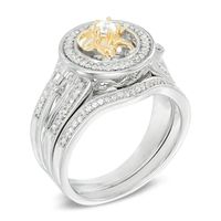 0.30 CT. T.W. Diamond Frame Flower Bridal Set in 10K Two-Tone Gold|Peoples Jewellers