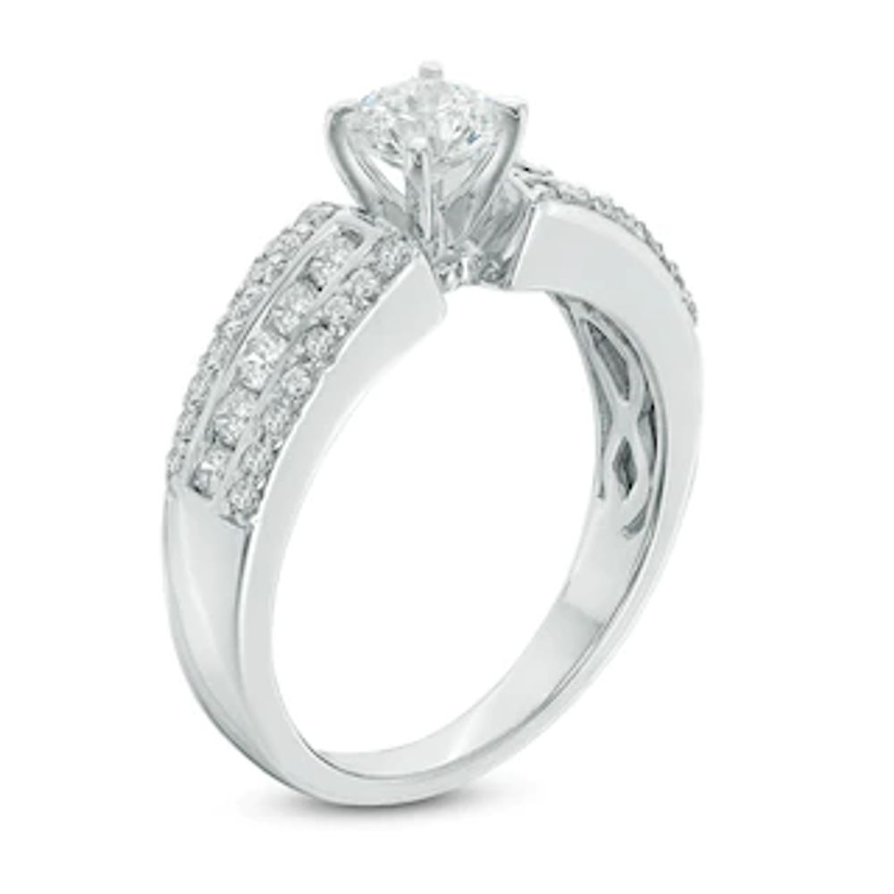 0.95 CT. T.W. Diamond Three Row Engagement Ring in 10K White Gold|Peoples Jewellers