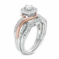 0.47 CT. T.W. Diamond Square Frame Swirl Bridal Set in 10K Two-Tone Gold|Peoples Jewellers