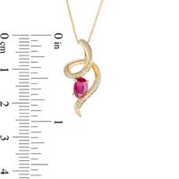 Oval Ruby and Diamond Accent Looping Ribbon Pendant in 10K Gold|Peoples Jewellers