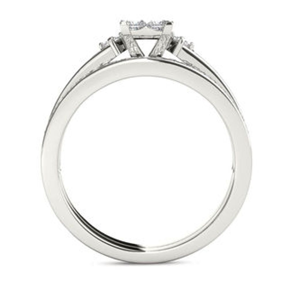 1.00 CT. T.W. Quad Princess-Cut Multi-Diamond Bridal Set in 14K Gold|Peoples Jewellers