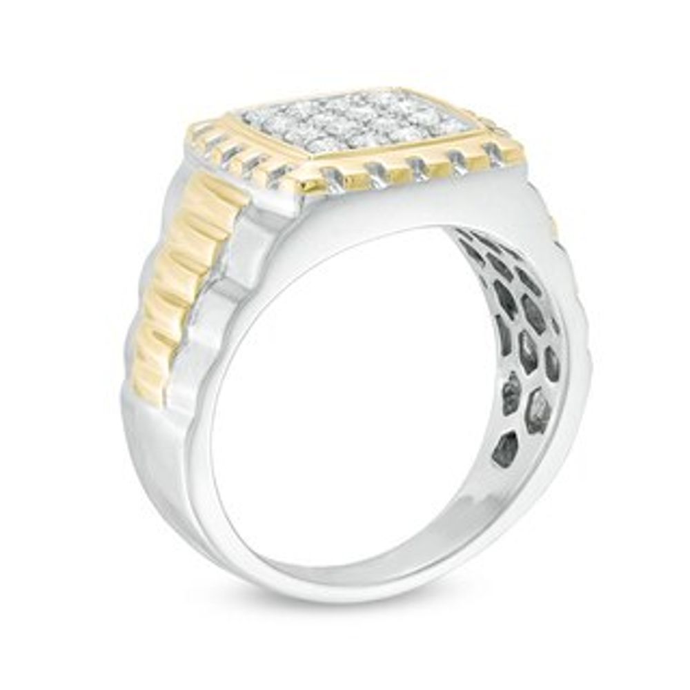 Men's 0.50 CT. T.W. Composite Diamond Square Frame Ring in 10K Two-Tone Gold|Peoples Jewellers