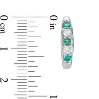 Lab-Created Emerald and White Sapphire Hoop Earrings in Sterling Silver|Peoples Jewellers