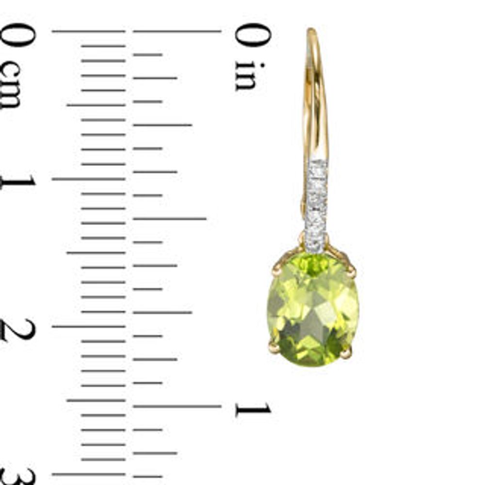 Oval Peridot and Diamond Accent Drop Earrings in 10K Gold|Peoples Jewellers