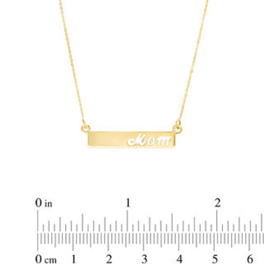 "Mom" Sideways Bar Necklace in 10K Gold - 17"|Peoples Jewellers