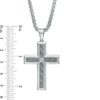 Men's Diamond Accent Grey Carbon Fibre Cross Pendant in Stainless Steel|Peoples Jewellers