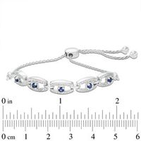 Lab-Created Blue Sapphire and 0.15 CT. T.W. Diamond Frame Five Stone Bolo Bracelet in Sterling Silver - 9.5"|Peoples Jewellers