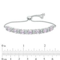 Cushion-Cut Lab-Created Pink and White Sapphire Bolo Bracelet in Sterling Silver - 9.5"|Peoples Jewellers