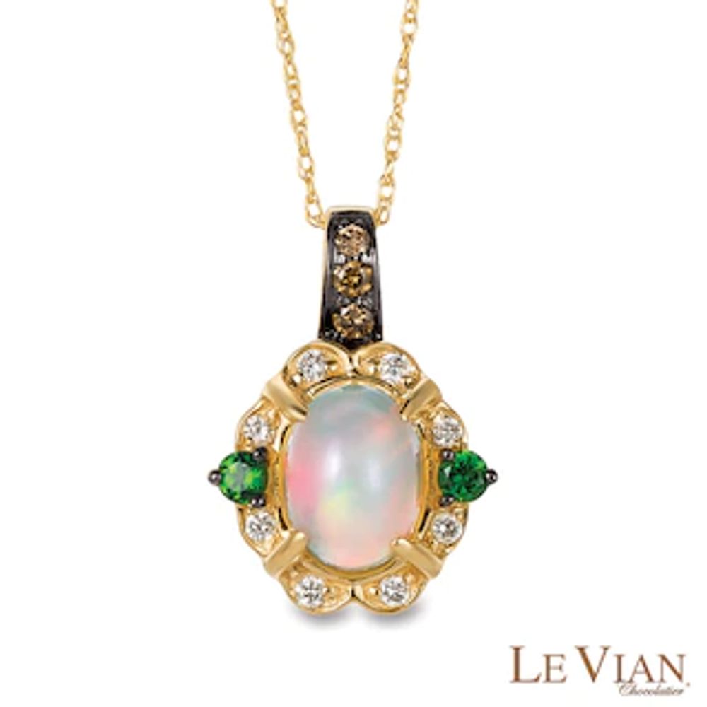 Le Vian® Neapolitan Opal™ and 0.13 CT. T.W. Diamond Vintage-Style Pendant in 14K Honey Gold™|Peoples Jewellers