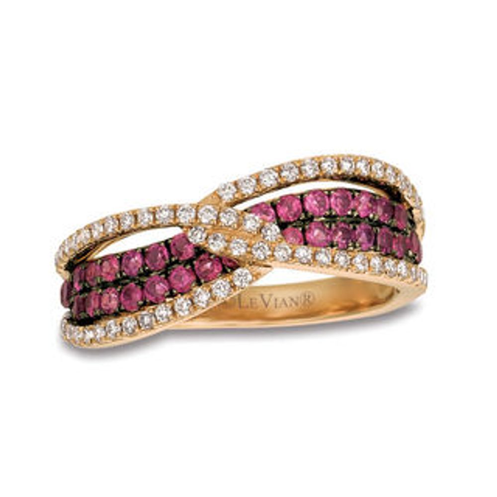 Le Vian® Raspberry Rhodolite™ and 0.28 CT. T.W. Diamond Ring in 14K Strawberry Gold™|Peoples Jewellers